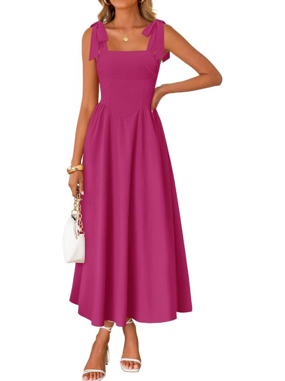 Women's Eggplant Summer Tie Shoulder Spaghetti Strap Wedding Guest Maxi Dresses